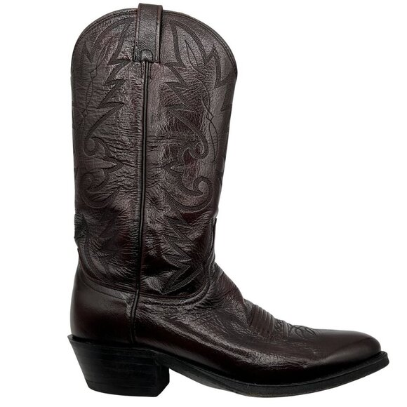 Dan Post Mens 9.5D Black Cherry Leather Cowboy Boots Western Stitching Rodeo - Picture 2 of 16